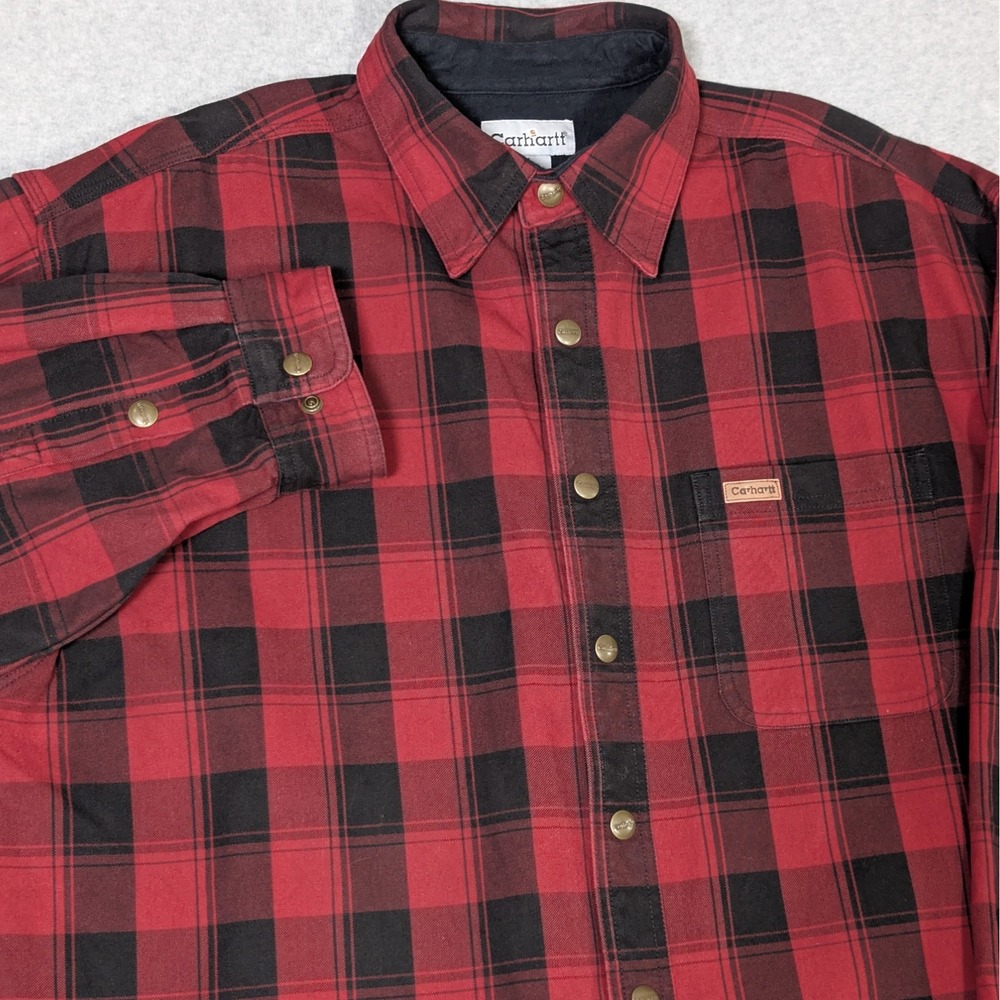 Carhartt Heavyweight Flannel Shacket Mens Large Tall Lined Lined Coat Lumberjack